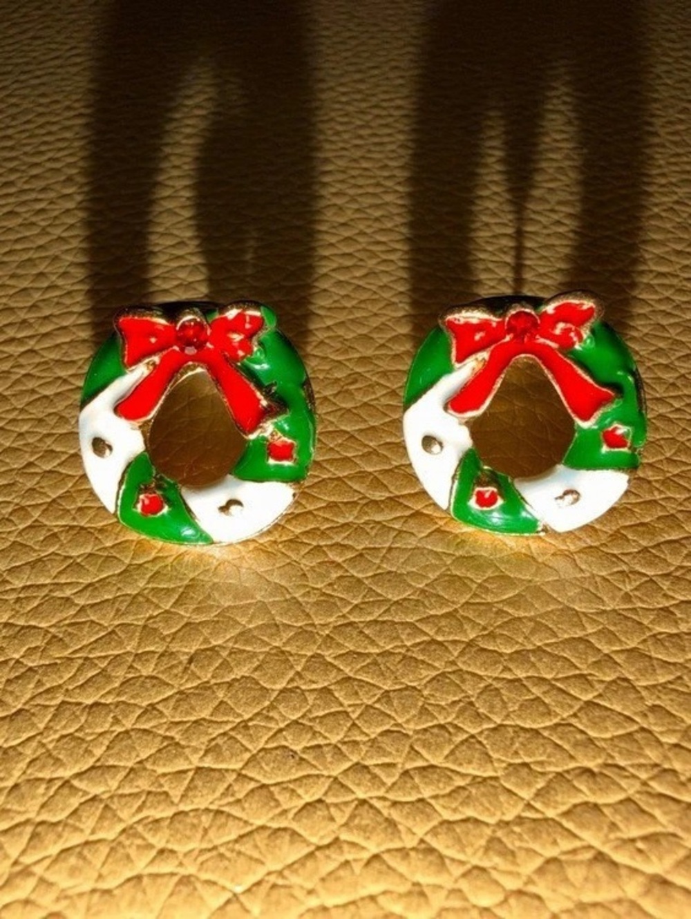 Holiday Wreath Drop Earrings Green & Red